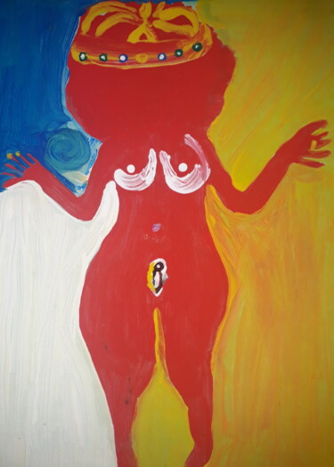 Malerei mit dem Titel "A Rainha pelada" von Jedaylson Rodrigues, Original-Kunstwerk, Tinte