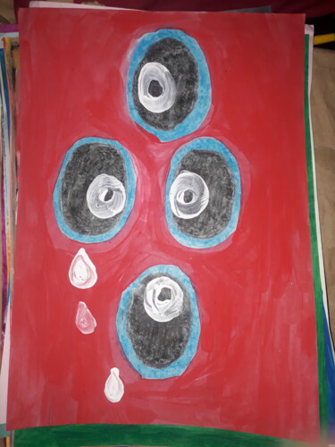 Peinture intitulée "Os olhos que tudo vê" par Jedaylson Rodrigues, Œuvre d'art originale, Aquarelle Monté sur Châssis en bois