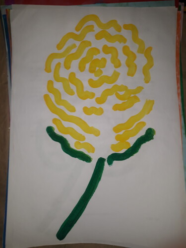 Painting titled "A flor amarelo" by Jedaylson Rodrigues, Original Artwork, Watercolor Mounted on Wood Stretcher frame