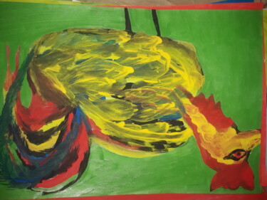 Pintura intitulada "O galo da fenix" por Jedaylson Rodrigues, Obras de arte originais, Guache