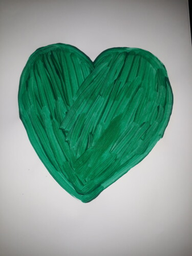 Schilderij getiteld "O coração verde" door Jedaylson Rodrigues, Origineel Kunstwerk, Gouache