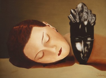 Malerei mit dem Titel "The black Mask" von Jeden, Original-Kunstwerk, Öl