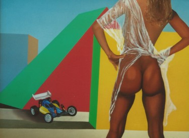 Malerei mit dem Titel "Girl with buggy" von Jeden, Original-Kunstwerk, Öl