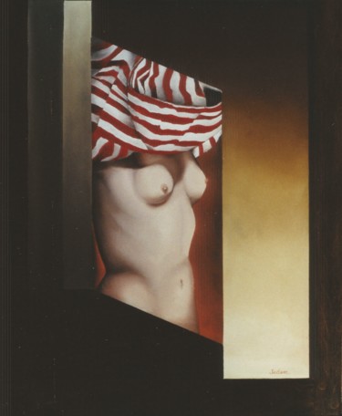 Painting titled "Striptease" by Jeden, Original Artwork, Oil