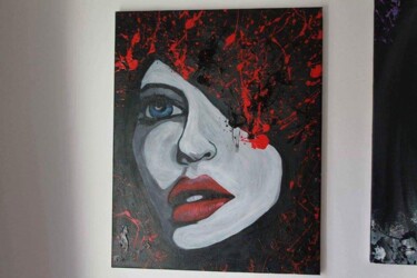 Painting titled "red" by Jeesy Ka, Original Artwork, Acrylic