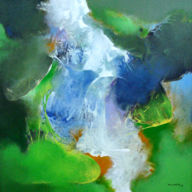 Painting titled "Abstract composition" by Jeevan Rajopadhyay, Original Artwork, Acrylic