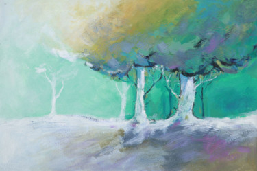 Painting titled "trees" by Jeevan Rajopadhyay, Original Artwork, Acrylic