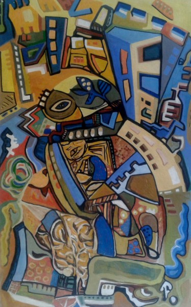 Painting titled "Paisagens urbanas 1" by Jeferson Soares, Original Artwork, Acrylic