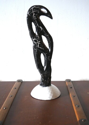 Skulptur mit dem Titel "CorVus" von Jeff Andreotti, Original-Kunstwerk, Gips