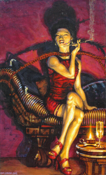 The Dragon Lady Картина под названием "The Dragon Lady" - Jeff Cornish, Подлинное произведение искусства, Акрил Установлен на Другая жесткая…