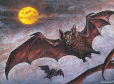 Pintura titulada "Vampire Bats" por Jeff Cornish, Obra de arte original, Acrílico