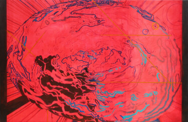 Schilderij getiteld "Colossal Red Lava B…" door Jeff Cornish, Origineel Kunstwerk, Olie