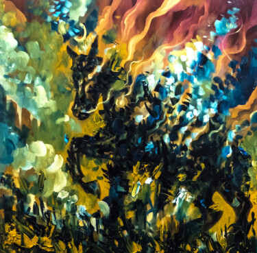 Картина под названием "TRANSFORMATION" - Jeff Grimal, Подлинное произведение искусства, Масло