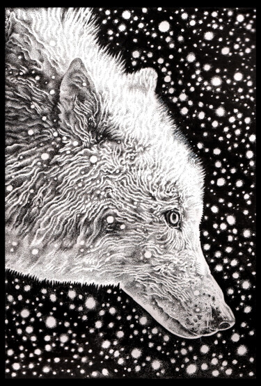 Dessin intitulée "WOLFEN" par Jeff Grimal, Œuvre d'art originale, Crayon