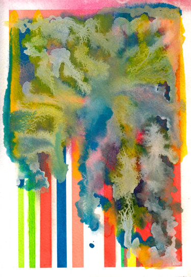 Ζωγραφική με τίτλο "eau colorée 1" από Jeff, Αυθεντικά έργα τέχνης, Ακουαρέλα