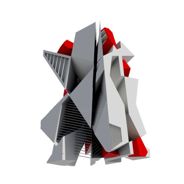 Digitale Kunst mit dem Titel "Résonance Rouge et…" von Jeff, Original-Kunstwerk, 3D Modellierung
