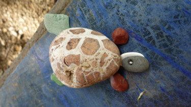 Sculptuur getiteld "Beach turtle" door Jeff, Origineel Kunstwerk, Steen