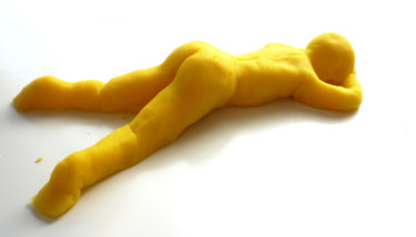 Sculpture titled "Femme jaune" by Jeff, Original Artwork