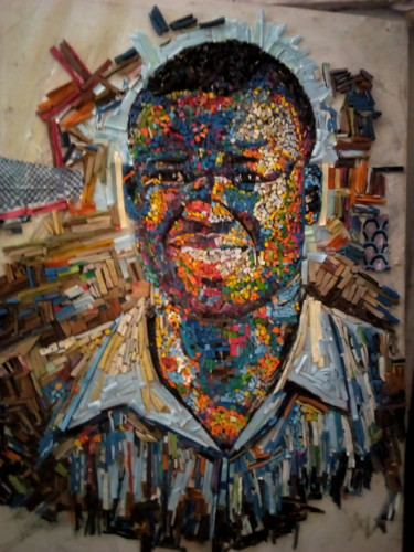 exploration of slippers on canvas Painting titled "exploration of slip…" by Jeffrey Oboh, Original Art, Leather