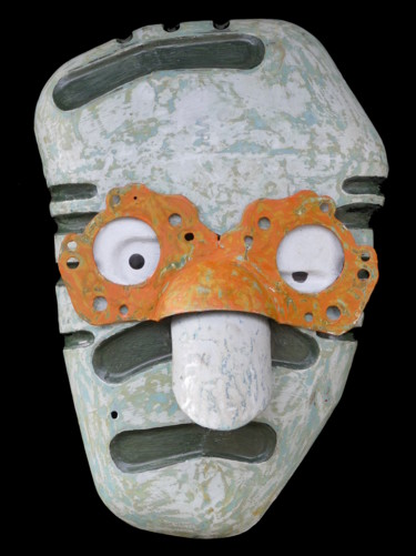 Sculpture titled "Mask People, MAORI…" by Jeff Mann, Original Artwork, Metals