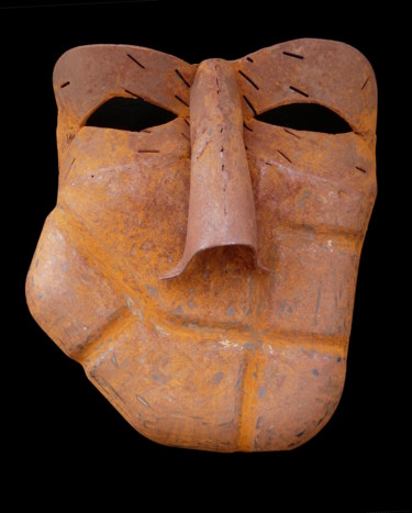 Sculpture titled "Mask Spirit, LAUGHI…" by Jeff Mann, Original Artwork, Metals