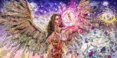 Digital Arts titled "Divines Guardians o…" by Jeff Drawbot, Original Artwork, Digital Painting