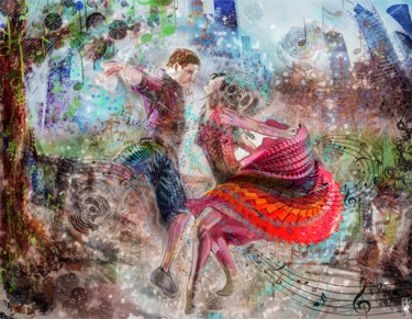 Digital Arts titled "Dancing in the Rain" by Jeff Drawbot, Original Artwork, Digital Painting