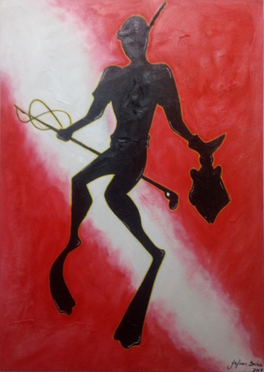 Painting titled "O mergulhador" by Jefferson Coutinho, Original Artwork, Acrylic