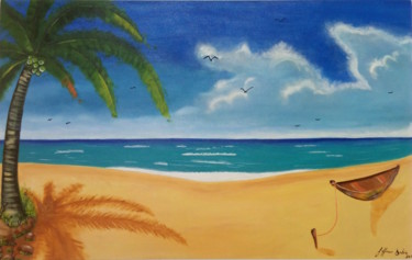 Painting titled "A praia" by Jefferson Coutinho, Original Artwork, Acrylic