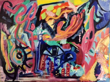 Pintura titulada "Machinery of Night" por Jeffry Burke, Obra de arte original, Oleo Montado en Bastidor de camilla de madera