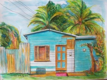 Painting titled "Caribbean House in…" by Jeff Sterling, Original Artwork, Oil