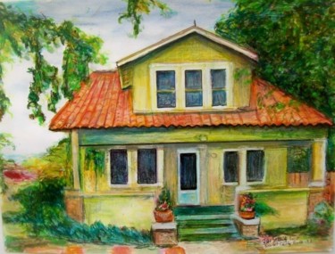 Painting titled "Yellow  Bungalow Co…" by Jeff Sterling, Original Artwork, Acrylic Mounted on artwork_cat.