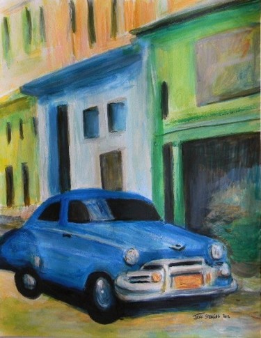 Painting titled "Gangster Car Havana…" by Jeff Sterling, Original Artwork, Oil
