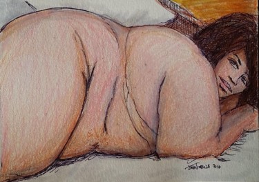 Painting titled "BBW Bedtime Beauty…" by Jeff Sterling, Original Artwork, Pastel