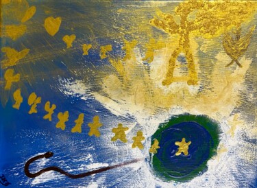 Картина под названием "Mon monde est prése…" - Jehan Bassigny, Подлинное произведение искусства, Акрил Установлен на Деревян…