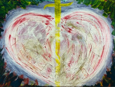 Painting titled "Coeur Arthurian" by Jehan Bassigny, Original Artwork, Acrylic Mounted on Wood Stretcher frame