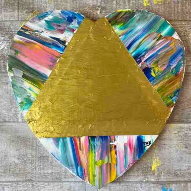 Painting titled "Coeur triangle" by Jehan Bassigny, Original Artwork, Acrylic Mounted on Wood Stretcher frame
