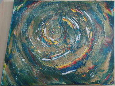 Painting titled "Tourbillon Arc-en-C…" by Jehan Bassigny, Original Artwork, Acrylic Mounted on Wood Stretcher frame