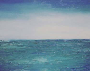 Painting titled "Blue Ocean" by Jéssica Budai, Original Artwork, Oil