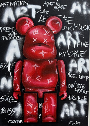 Pintura titulada "BearbrickLV" por Jekaterina Afonina, Obra de arte original, Acrílico Montado en Bastidor de camilla de mad…