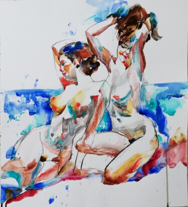 Painting titled "Joy" by Jelena Djokic, Original Artwork, Watercolor