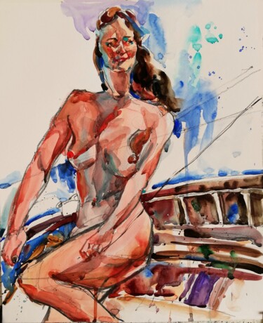 Pittura intitolato "Sailing" da Jelena Djokic, Opera d'arte originale, Acquarello
