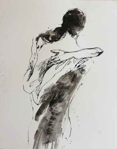 Drawing titled "The Embrace" by Jelena Djokic, Original Artwork, Ink