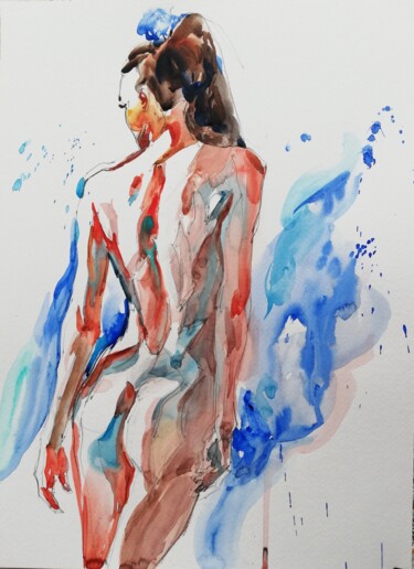 Картина под названием "Bather X" - Jelena Djokic, Подлинное произведение искусства, Акварель