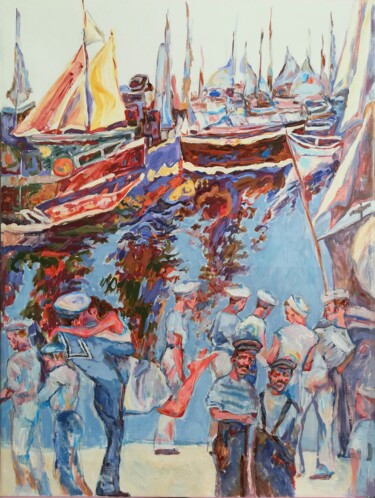 Pintura titulada "Harbor Life" por Jelena Djokic, Obra de arte original, Acrílico