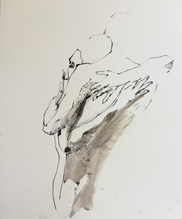 Drawing titled "The Embrace III" by Jelena Djokic, Original Artwork, Ink