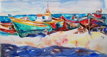 Painting titled "Colors of Joy" by Jelena Djokic, Original Artwork, Watercolor