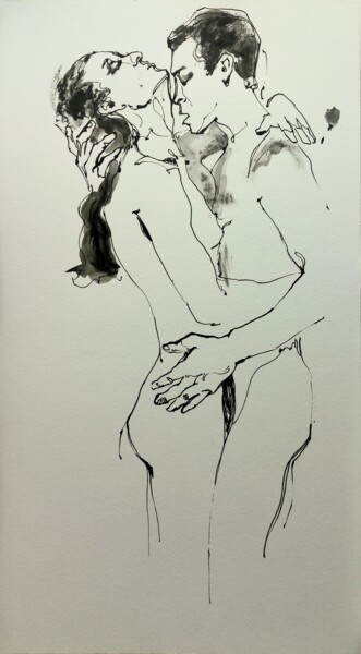 Рисунок под названием "Passion" - Jelena Djokic, Подлинное произведение искусства, Чернила
