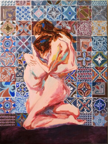 Malerei mit dem Titel "Mediterranean Nights" von Jelena Djokic, Original-Kunstwerk, Acryl