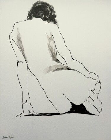 Drawing titled "Back View IV" by Jelena Djokic, Original Artwork, Ink